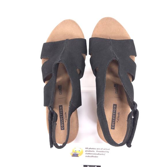 Collection by Clarks Casual Cork Wedge Sandal Womens Size 5.5 15260 Black - Picture 6 of 9